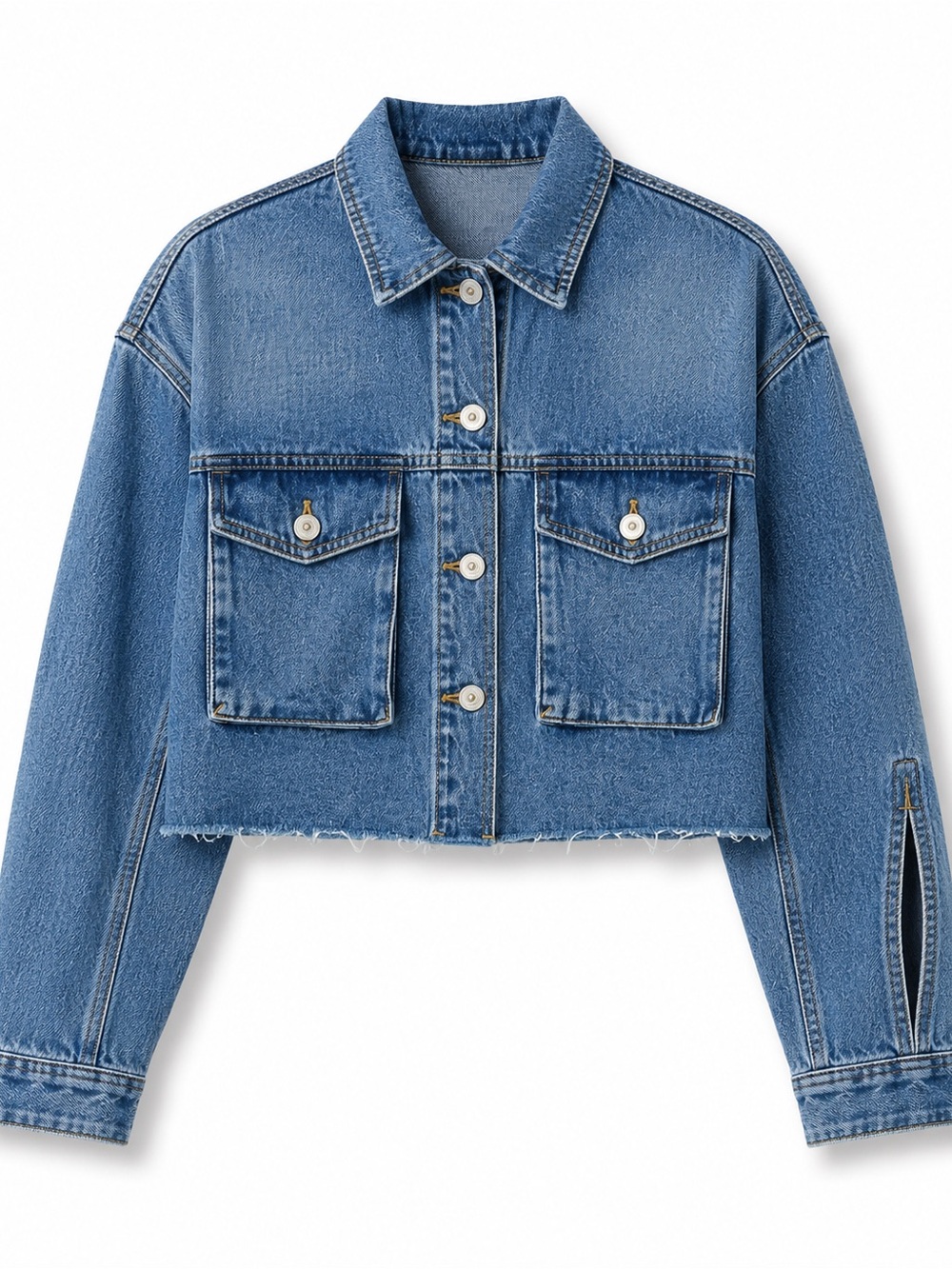 Love Tree Blue Cropped Denim Jean Jacket